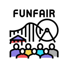 Fototapeta premium funfair amusement park color icon vector. funfair amusement park sign. isolated symbol illustration