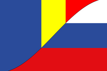 Moldova flag. Russia flag. Conflict between Russia and the Republic of Moldova war concept. Russian flag and Republic of Moldova flag background. Horizontal design. Abstract design. Illustration.
