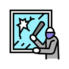 property damage crime color icon vector. property damage crime sign. isolated symbol illustration