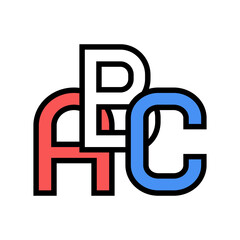 alphabet abc english color icon vector. alphabet abc english sign. isolated symbol illustration