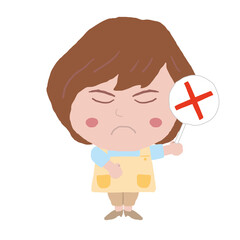 女性　エプロン　介護士　イラスト素材