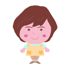 女性　エプロン　介護士　イラスト素材