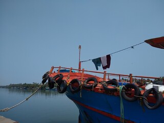 Fototapeta na wymiar Fishing boat, Muthala pozhi fishing harbor, Thiruvananthapuram, Kerala