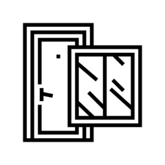 window and door line icon vector. window and door sign. isolated contour symbol black illustration