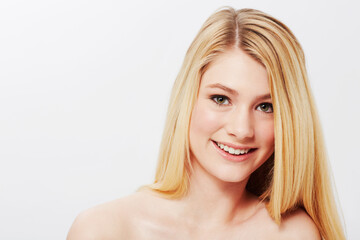 Naklejka premium Baring her beauty. Studio portrait of a natural blonde beauty.