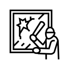 property damage crime line icon vector. property damage crime sign. isolated contour symbol black illustration