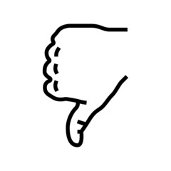 thumb down line icon vector. thumb down sign. isolated contour symbol black illustration