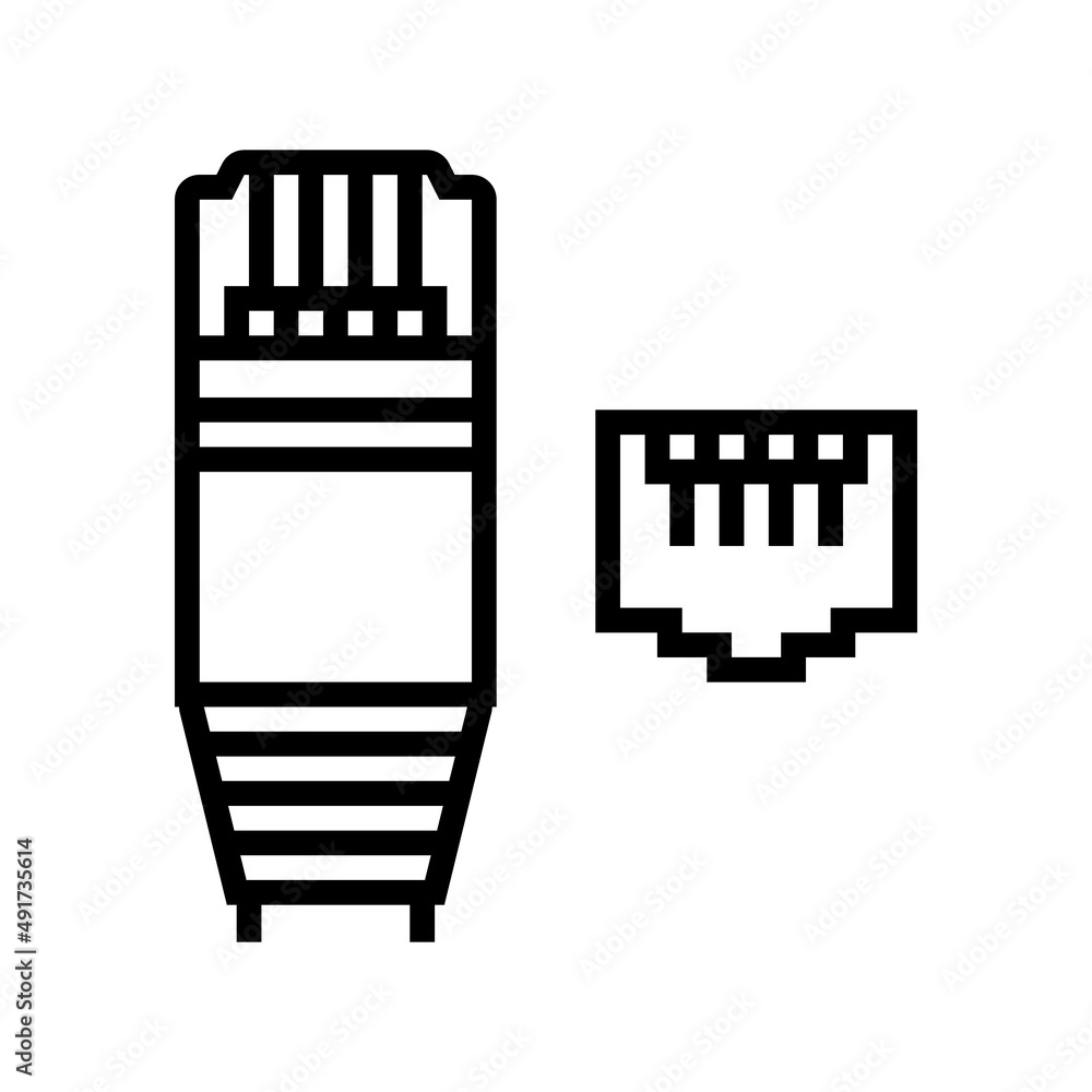 Aufkleber ethernet modem line icon vector. ethernet modem sign. isolated contour symbol black illustration