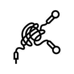 tangle earphone cable line icon vector. tangle earphone cable sign. isolated contour symbol black illustration