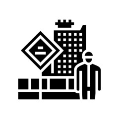 engineer on construction yard glyph icon vector. engineer on construction yard sign. isolated contour symbol black illustration