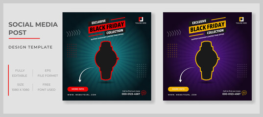 Black Friday modern promotion web banner for social media post design template