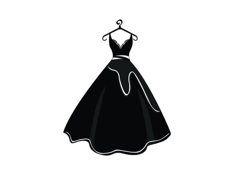 recommend clip art: wedding dress design Vector illustration, Fashion bride dress, silhouette for greeting card, invitation, banner, flyer.