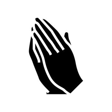 pray hand gesture glyph icon vector. pray hand gesture sign. isolated contour symbol black illustration