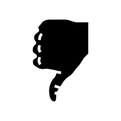 thumb down glyph icon vector. thumb down sign. isolated contour symbol black illustration