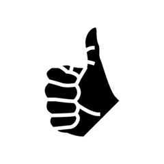 thumb up hand gesture glyph icon vector. thumb up hand gesture sign. isolated contour symbol black illustration