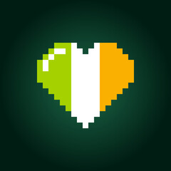 Ireland Pixel Love Heart on an Emerald Green Background