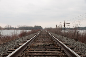 Fototapeta na wymiar Railroad Crossing Vanishing Point