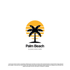 vintage palm tree logo design. sunset and palm template