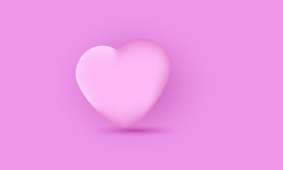 3d realistic heart on pink background design concept symbol