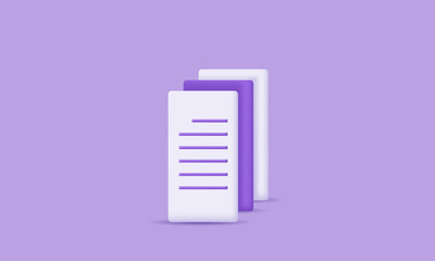 Fototapeta na wymiar 3d realistic paper icon illustration logo on purple background vector