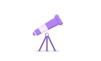 3d realistic telescope icon isolated on white background