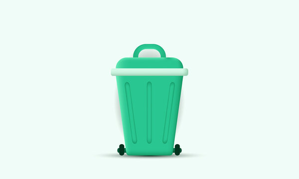 3d realisitc trash can isolated on white background
