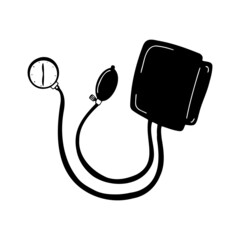 Doodle tonometer icon, black doodle medical equipment