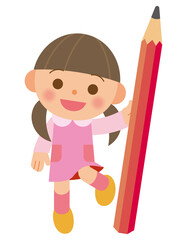大きな鉛筆を持つ子供