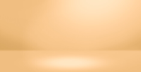 Empty orange studio room , background for display or montage of product, Business backdrop.