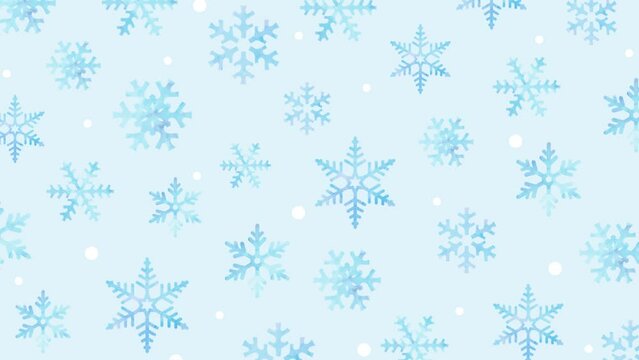 雪の結晶のイラスト背景（12秒ループ）