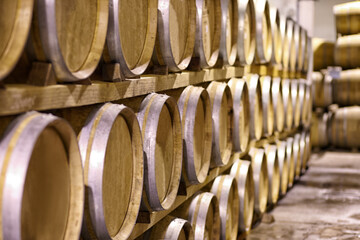 The aging process in action. Cropped shot of a distillery.