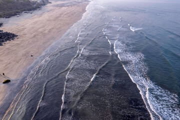 Aerial footage of Murud beach at Dapoli, located 200 kms from Pune on the West Coast of Maharashtra India.