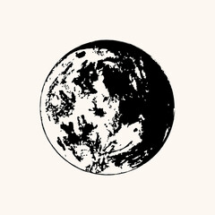 Moon. Retro pencil drawing illustration. Design for card, logo, posters, invitation, web and print use