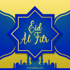 Vector banner for the greetings of social media for Eid al-Fitr, Muslim holidays 
