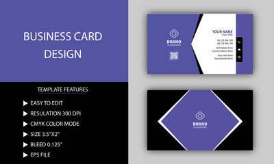corporate business cards design template in blue, white, and black