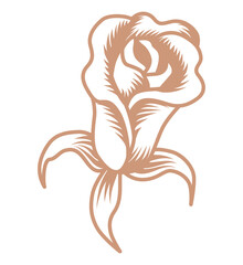 Rose flower line art icon - vintage style
