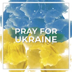 Banner with brush concept of ukraine flag in grunge style pray for ukraine hand painted brush