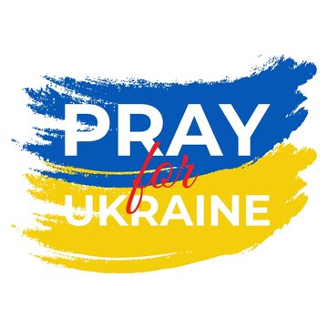 Banner with brush concept of ukraine flag in grunge style pray for ukraine hand painted brush