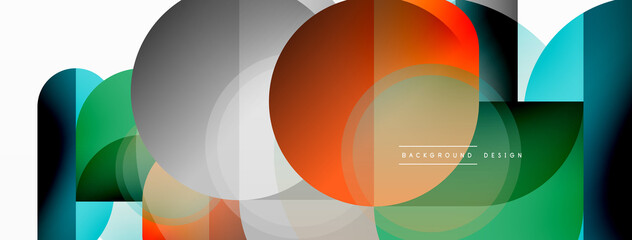 Fototapeta premium Creative geometric wallpaper. Minimal circle triangle and square line abstract background. Vector illustration for wallpaper banner background or landing page