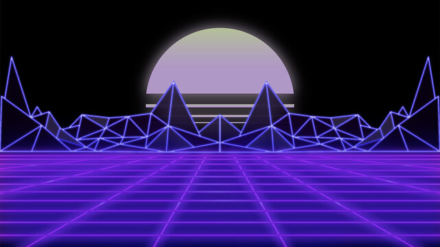 Paisaje neones retro vintage