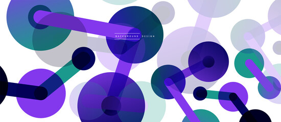 Abstract background. Round dots connected by lines. Trendy techno business template for wallpaper, banner, background or landing