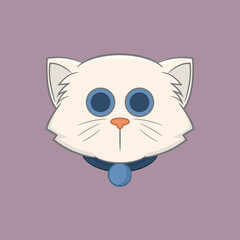 Illustration of a white cat with cute big eyes