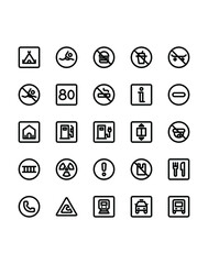 Signals and Prohitions  Icon Set 30 isolated on white background