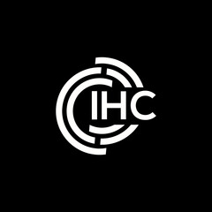 IHC letter logo design. IHC monogram initials letter logo concept. IHC letter design in black background.