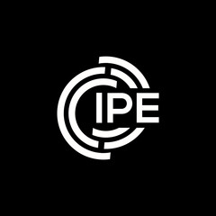 IPE letter logo design. IPE monogram initials letter logo concept. IPE letter design in black background.