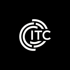 ITC letter logo design. ITC monogram initials letter logo concept. ITC letter design in black background.