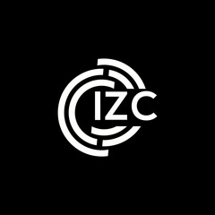 IZC letter logo design. IZC monogram initials letter logo concept. IZC letter design in black background.