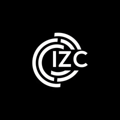 Obraz premium IZC letter logo design. IZC monogram initials letter logo concept. IZC letter design in black background.