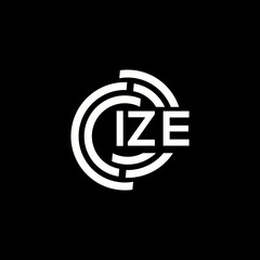 IZE letter logo design. IZE monogram initials letter logo concept. IZE letter design in black background.
