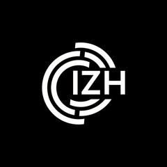 IZH letter logo design. IZH monogram initials letter logo concept. IZH letter design in black background.